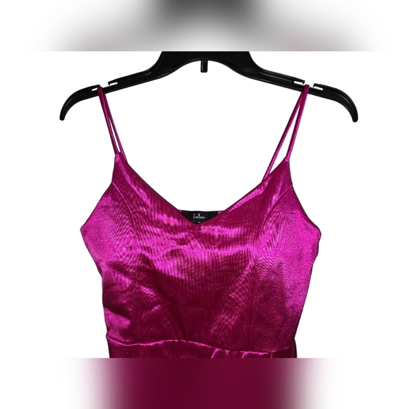 Lulus Magenta Pink Satin Mini Dress,.Size Medium - Picture 4 of 11